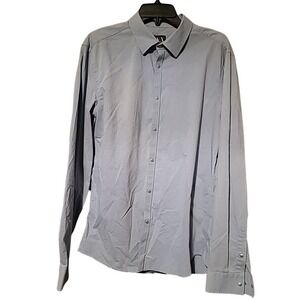 Armani Exchange‎ Ribbed Slim Fit Snap Front Long Sleeve Light Blue Dress Shirt L